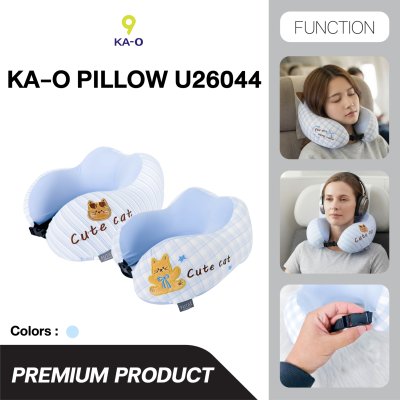 KA-O U-shape Functional Pillow Blue Cat หมอนรองคอทรงยู ลายน้องแมวสีฟ้า รุ่น U26044