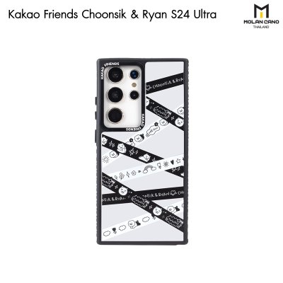 MOLAN CANO รุ่น S24 Ultra Mirror printing เคสกระจกลาย kakao friends สำหรับซัมซุง เคส กันกระแทก-ขอบดำ