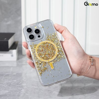 Gizmo Defense Lux glitter with case เคสสำหรับชาร์จ เคสใสมีกลิตเตอร์ สีทอง/เงิน รองรับไอโฟน 15/15pro/15pro max