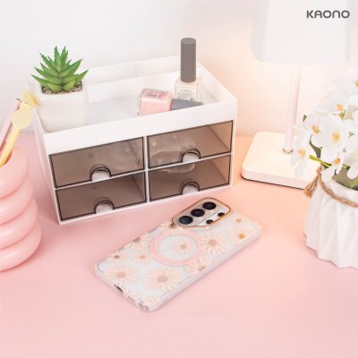 KAONO Magnetic Flower Case Series A - Daisy S26 Ultra เคสลายดอกเดซี่ขอบโรสโกลด์