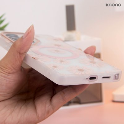 KAONO Magnetic Flower Case Series A - Daisy S26 Ultra เคสลายดอกเดซี่ขอบโรสโกลด์
