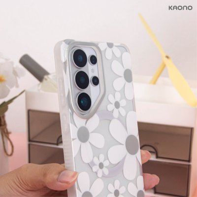 KAONO Magnetic Flower Case Series B – Big Flower S26 Ultra เคสใสลายดอกไม้ใหญ่