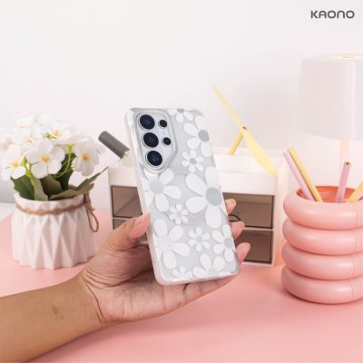 KAONO Magnetic Flower Case Series B – Big Flower S26 Ultra เคสใสลายดอกไม้ใหญ่