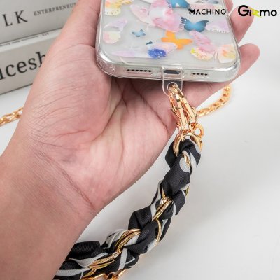 MACHINO Crossbody Strap สายคล้องโทรศัพท์มือถือ สไตล์ผ้าพันคอ+โซ่ (MC-LG10)