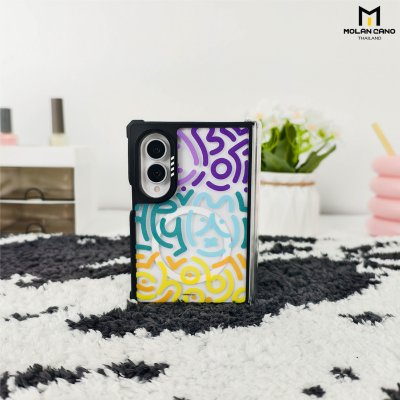 Molan Cano Metal Black Mag Printing เคสสำหรับ Samsung Galaxy Z Fold 8