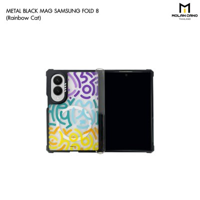 Molan Cano Metal Black Mag Printing เคสสำหรับ Samsung Galaxy Z Fold 8