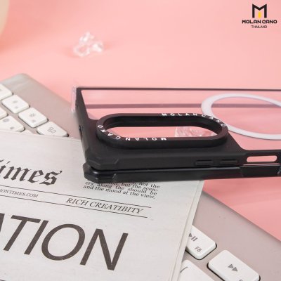 เคสใส Molan Cano หลังใสขอบดำ Fold 7 Magsafe Metal Black รองรับชาร์จไร้สาย