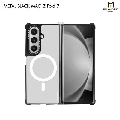 เคสใส Molan Cano หลังใสขอบดำ Fold 7 Magsafe Metal Black รองรับชาร์จไร้สาย