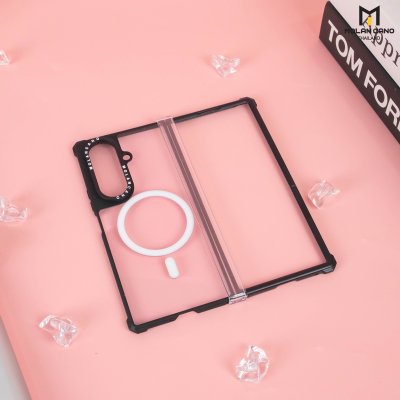 เคสใส Molan Cano หลังใสขอบดำ Fold 7 Magsafe Metal Black รองรับชาร์จไร้สาย