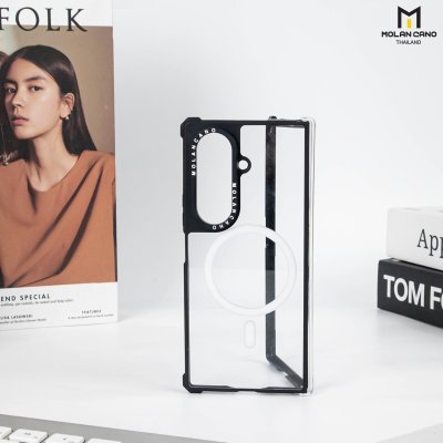 เคสใส Molan Cano หลังใสขอบดำ Fold 7 Magsafe Metal Black รองรับชาร์จไร้สาย
