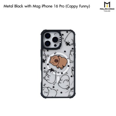 Molan Cano metal Black with Magsafe iPhone 16 เคสใสขอบดำ สกีนลายรองรับชาร์จไร้สาย
