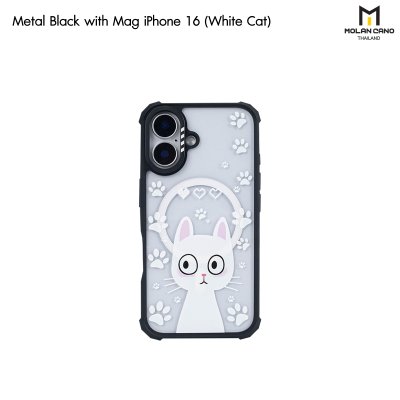Molan Cano metal Black with Magsafe iPhone 16 เคสใสขอบดำ สกีนลายรองรับชาร์จไร้สาย