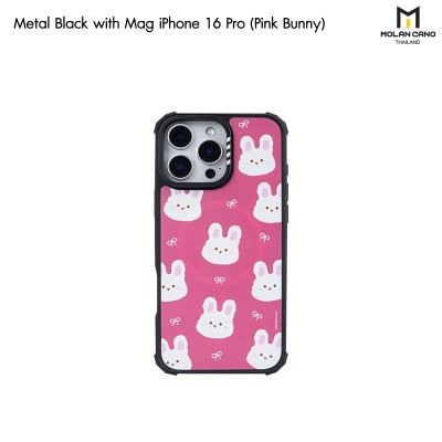 Molan Cano metal Black with Magsafe iPhone 16 เคสใสขอบดำ สกีนลายรองรับชาร์จไร้สาย