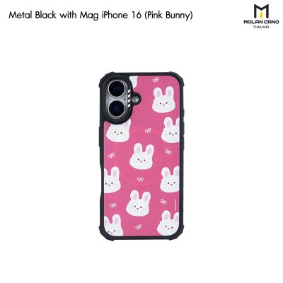 Molan Cano metal Black with Magsafe iPhone 16 เคสใสขอบดำ สกีนลายรองรับชาร์จไร้สาย