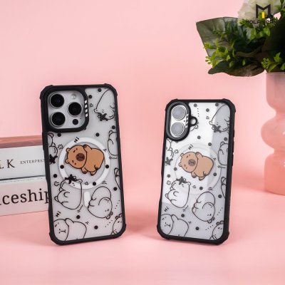 Molan Cano metal Black with Magsafe iPhone 16 เคสใสขอบดำ สกีนลายรองรับชาร์จไร้สาย