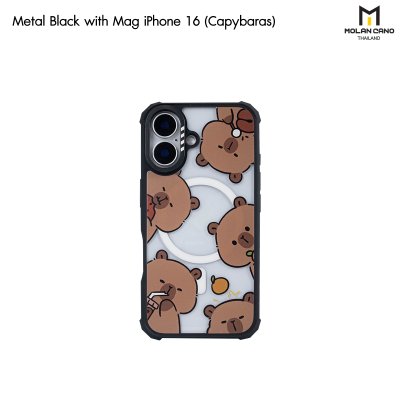Molan Cano metal Black with Magsafe iPhone 16 เคสใสขอบดำ สกีนลายรองรับชาร์จไร้สาย