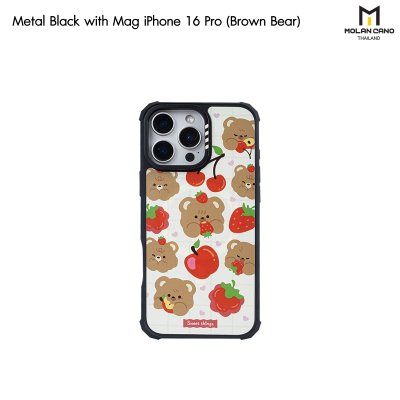 Molan Cano metal Black with Magsafe iPhone 16 เคสใสขอบดำ สกีนลายรองรับชาร์จไร้สาย