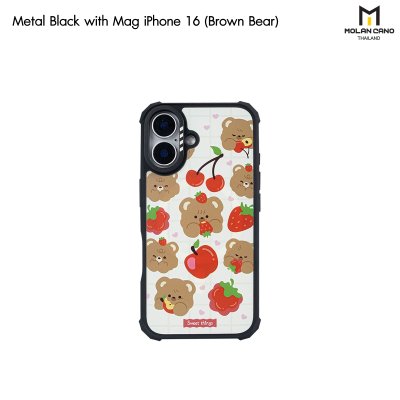 Molan Cano metal Black with Magsafe iPhone 16 เคสใสขอบดำ สกีนลายรองรับชาร์จไร้สาย