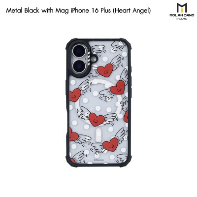Molan Cano metal Black with Magsafe iPhone 16 เคสใสขอบดำ สกีนลายรองรับชาร์จไร้สาย