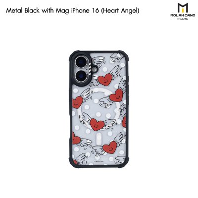 Molan Cano metal Black with Magsafe iPhone 16 เคสใสขอบดำ สกีนลายรองรับชาร์จไร้สาย