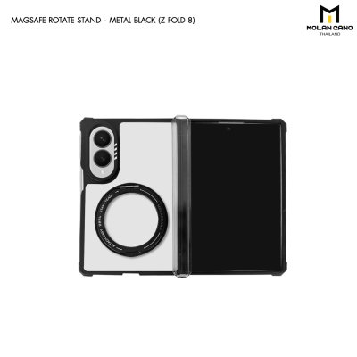 Molan Cano Metal Black Rotate Stand เคสใสมีขาตั้งหมุน 360 องศา Case for Samsung Galaxy Z Flip 8 / Fold 8 / Fold 8 Ultra