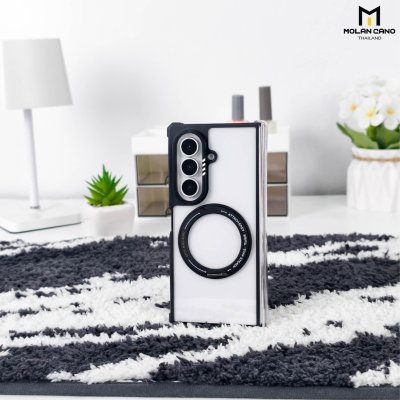 Molan Cano Metal Black Rotate Stand เคสใสมีขาตั้งหมุน 360 องศา Case for Samsung Galaxy Z Flip 8 / Fold 8 / Fold 8 Ultra