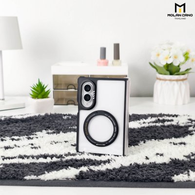 Molan Cano Metal Black Rotate Stand เคสใสมีขาตั้งหมุน 360 องศา Case for Samsung Galaxy Z Flip 8 / Fold 8 / Fold 8 Ultra