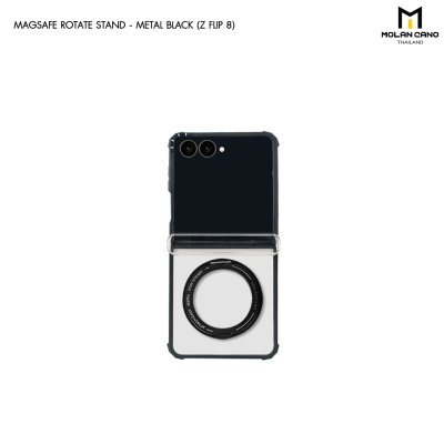 Molan Cano Metal Black Rotate Stand เคสใสมีขาตั้งหมุน 360 องศา Case for Samsung Galaxy Z Flip 8 / Fold 8 / Fold 8 Ultra
