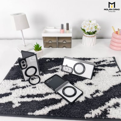 Molan Cano Metal Black Rotate Stand เคสใสมีขาตั้งหมุน 360 องศา Case for Samsung Galaxy Z Flip 8 / Fold 8 / Fold 8 Ultra