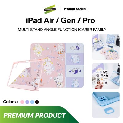 Gizmo Icarer Family  iPad เคสไอแพด Multistand Back Clear With Pencil Holder Black Case