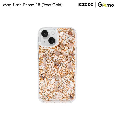 KZDOO Mag flash iPhone เคสใสกริตเตอร์ กันกระแทก เลนส์กล้องยกสูง มี Magsafe สำหรับไอโฟน 15