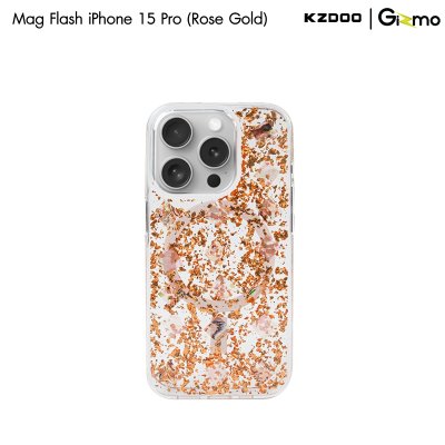 KZDOO Mag flash iPhone เคสใสกริตเตอร์ กันกระแทก เลนส์กล้องยกสูง มี Magsafe สำหรับไอโฟน 15