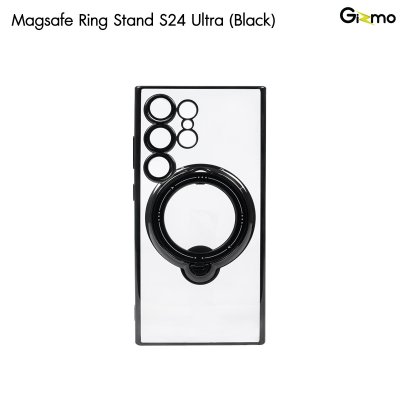 Gizmo Magsafe Ring Stand  รุ่น S23 Ultra,S24 Ultra เคสชาร์จได้ แม็กเซฟมีขาตั้ง ขอบดำ/เงิน เคสนิ่มใส