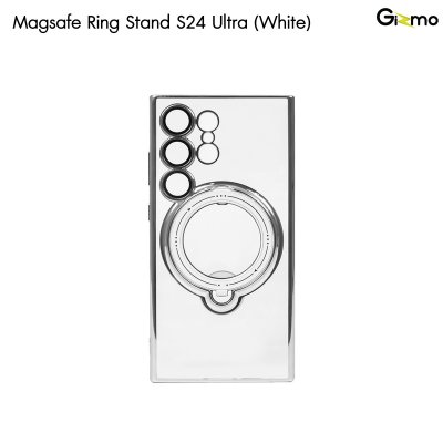Gizmo Magsafe Ring Stand  รุ่น S23 Ultra,S24 Ultra เคสชาร์จได้ แม็กเซฟมีขาตั้ง ขอบดำ/เงิน เคสนิ่มใส