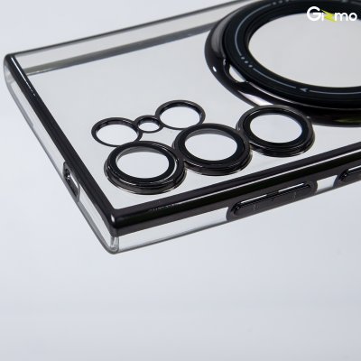 Gizmo Magsafe Ring Stand  รุ่น S23 Ultra,S24 Ultra เคสชาร์จได้ แม็กเซฟมีขาตั้ง ขอบดำ/เงิน เคสนิ่มใส