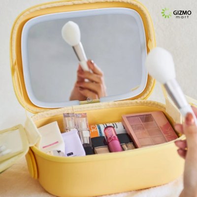 Fungoofun Make up Mirror Bag กระเป๋าใส่เครื่องสำอาง+กระจก+ไฟ 3 มิติ กระเป๋าจัดระเบียบเครื่องสำอาง กันน้ํา รุ่น F536