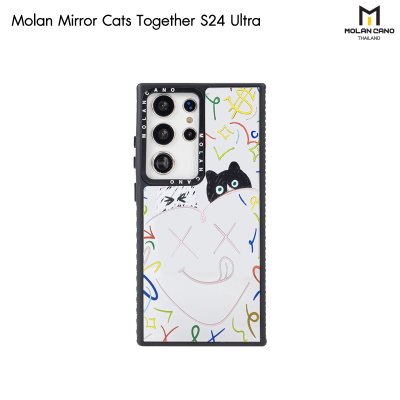 MOLAN CANO รุ่น S24 Ultra Mirror printing เคสกระจกสกรีนลาย สำหรับซัมซุง เคสกันกระแทก-ขอบดำ