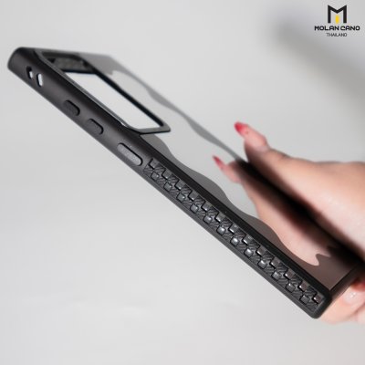 MOLAN CANO รุ่น S24 Ultra Mirror printing เคสกระจกสกรีนลาย สำหรับซัมซุง เคสกันกระแทก-ขอบดำ