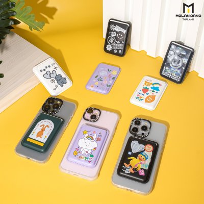 Hana Printing pocket card ช่องเก็บบัตร แบบแม่เหล็ก วัสดุหนัง มีลาย 8 ลาย