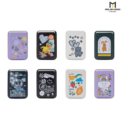 Hana Printing pocket card ช่องเก็บบัตร แบบแม่เหล็ก วัสดุหนัง มีลาย 8 ลาย