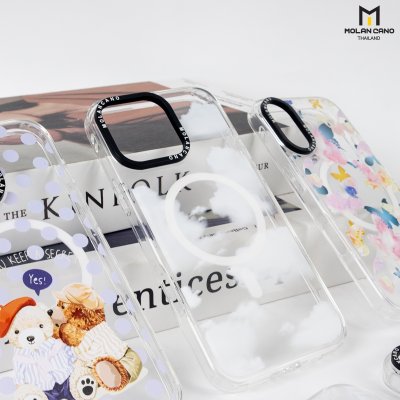 MOLAN CANO Crystal Clear Printing Magsafe Case รุ่น iPhone 16/16+/16pro/16Pro Max เคสไอโฟน เคสกันรอย-ขอบสีใสสกีนลาย