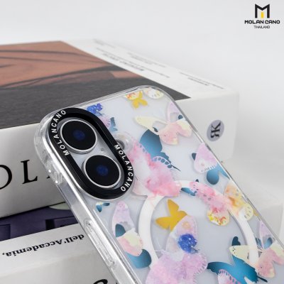 MOLAN CANO Crystal Clear Printing Magsafe Case รุ่น iPhone 16/16+/16pro/16Pro Max เคสไอโฟน เคสกันรอย-ขอบสีใสสกีนลาย