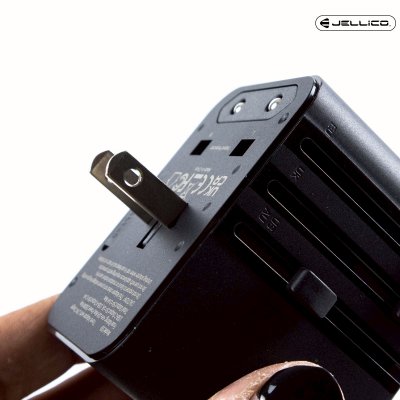 JELLICO หัวแปลงปลั๊กไฟ universal travel adapter S9 PD 2xUSB-C + 1xUSB 3.4A Max 2500W Black