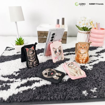 Nimmy Friend Embroidery Magnetic Stand ขาตั้งโทรศัพท์แม่เหล็กพร้อมช่องใส่บัตร ลายงานปัก 3D