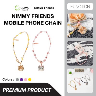 Nimmy Friend Mobile Phone Chain สายคล้องข้อมือถือประดับลูกปัดและจี้ปัก 3D