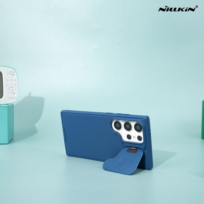 Nillkin Camshield Prop เคสกันกระทก ซิลิโคน มีที่ปิดเลนส์ ขาตั้ง รุ่น S24 Ultra ดำ/น้ำเงิน