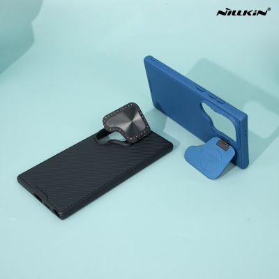 Nillkin Camshield Prop เคสกันกระทก ซิลิโคน มีที่ปิดเลนส์ ขาตั้ง รุ่น S24 Ultra ดำ/น้ำเงิน