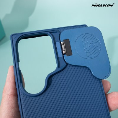 Nillkin Camshield Prop เคสกันกระทก ซิลิโคน มีที่ปิดเลนส์ ขาตั้ง รุ่น S24 Ultra ดำ/น้ำเงิน