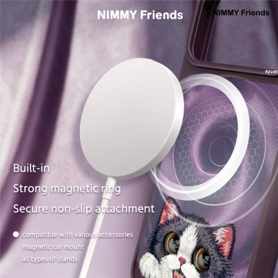 Nimmy Friends Magnetic Floppy Big Eyes Case สำหรับ iPhone 17/18 Series เคสปัก 3D ตาแก้ว รองรับแม่เหล็กชาร์จไร้สาย