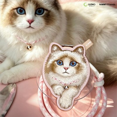Nimmy Friend Magnetic Stand Denim Fashion ขาตั้งติดหลังโทรศัพท์ยีนส์ปักลายแมว 3D พร้อมกระจกในตัว